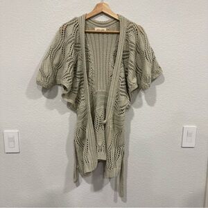 Jessica Ogden Open-Knit Beige Cotton Angora Sweater Cardigan